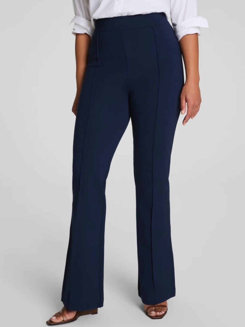 SPANX Perfect Pant High Rise Flare Ponte Navy Blue size XLP